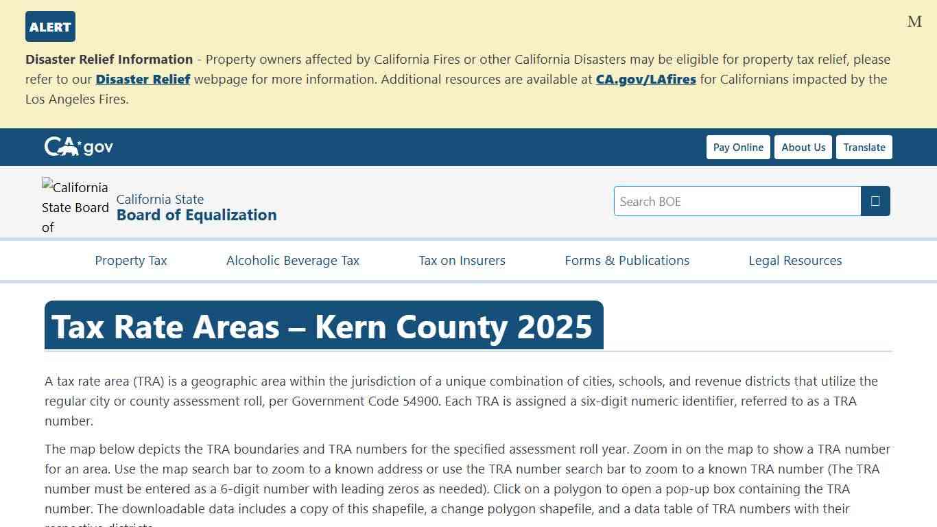 BOE Tax Rate Area Maps – Kern County 2025