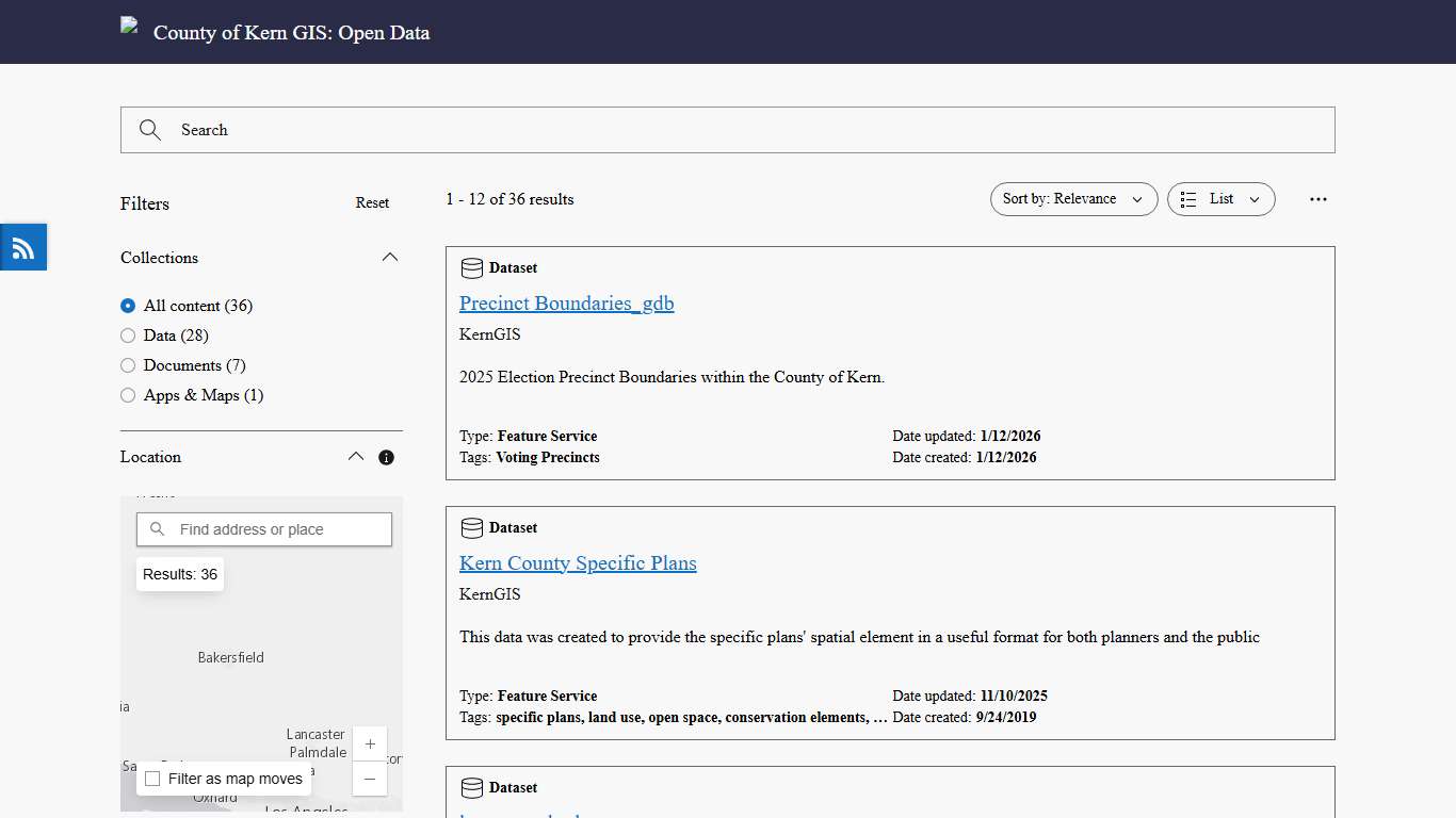 Kern County GIS Open Data - GEODAT